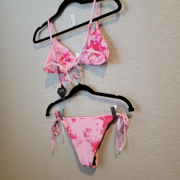 NWT Pink Marble Design Bikini 1 bottom 2 tops - Picture 3 of 10
